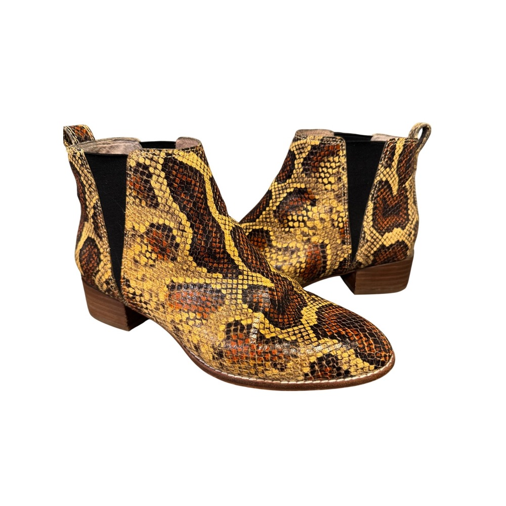 Madewell Carina Multi-Color Snakeskin Print Ankle Boots Size 7.5